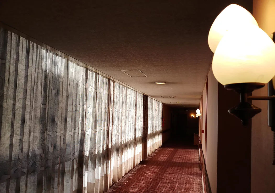 A hallway in the hotel